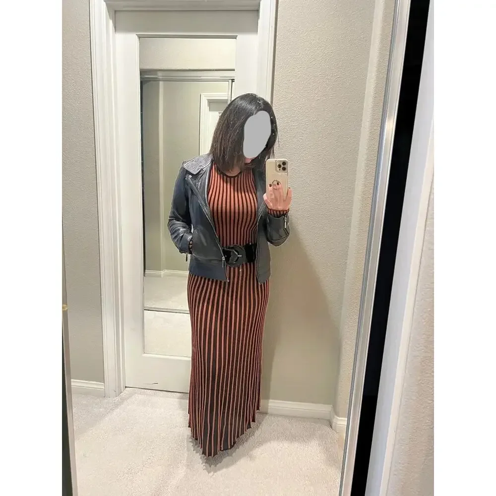 STAUD Selma Dress Brown Long Sleeve Stretchy Knit, Size M - Picture 9 of 13